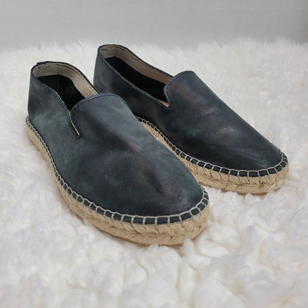 Free People Laurel Canyon Shoes Size 5.5 Black Suede Espadrille